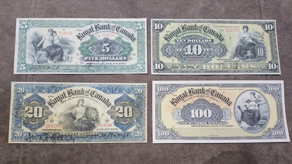 Réimpression sur papier avec filigrane La Banque Royale du Canada 1909-1927, dollar. LIVRAISON GRATUITE.