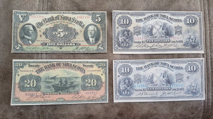 Réimpression sur papier avec filigrane Canada Banque de Nouvelle-Écosse 1920-1935. LIVRAISON GRATUITE