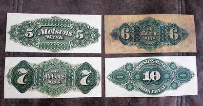 Réimpression sur papier avec filigrane Canada Molsons Bank 1871 - 1922. LIVRAISON GRATUITE !!!