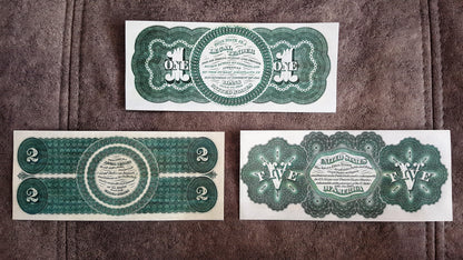 Réimpression sur papier avec filigrane Billets à ordre des États-Unis et Monnaie légale 1861-1863