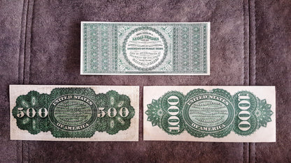 Réimpression sur papier avec filigrane Billets à ordre des États-Unis et Monnaie légale 1861-1863