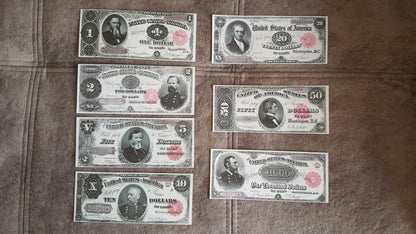 Réimpression sur papier avec filigrane Billets des États-Unis 1891. LIVRAISON GRATUITE !