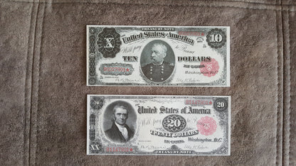 Réimpression sur papier avec filigrane Billets des États-Unis 1891. LIVRAISON GRATUITE !