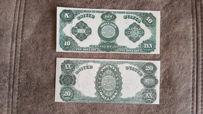 Réimpression sur papier avec filigrane Billets des États-Unis 1891. LIVRAISON GRATUITE !