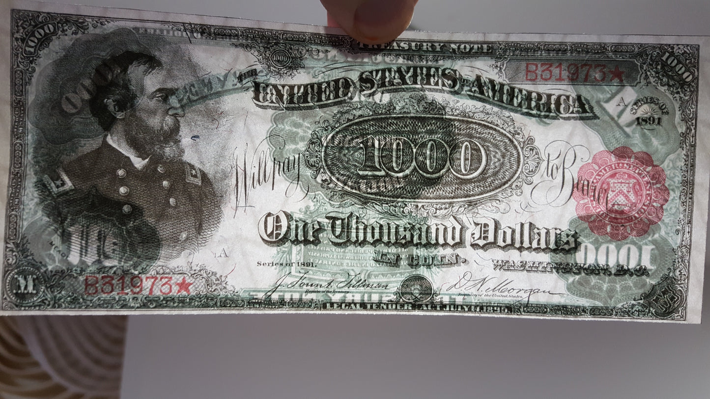 Reprint on paper with W/M United States banknotes 1891 y. FREE SHIPPING!