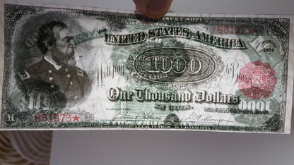 Réimpression sur papier avec filigrane Billets des États-Unis 1891. LIVRAISON GRATUITE !