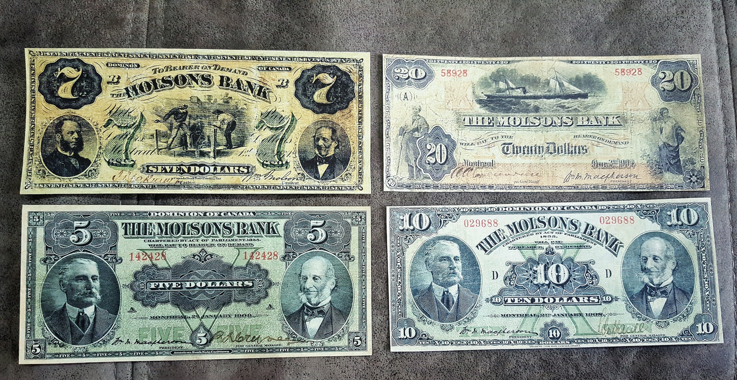 Reprint on paper with W/M Canada Molsons Bank 1871 - 1922 y. FREE SHIPPING !!!