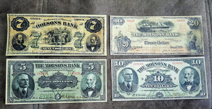 Réimpression sur papier avec filigrane Canada Molsons Bank 1871 - 1922. LIVRAISON GRATUITE !!!