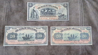 Réimpression sur papier avec filigrane Canada Banque de la Nouvelle-Écosse 1852 - 1920 LIVRAISON GRATUITE !