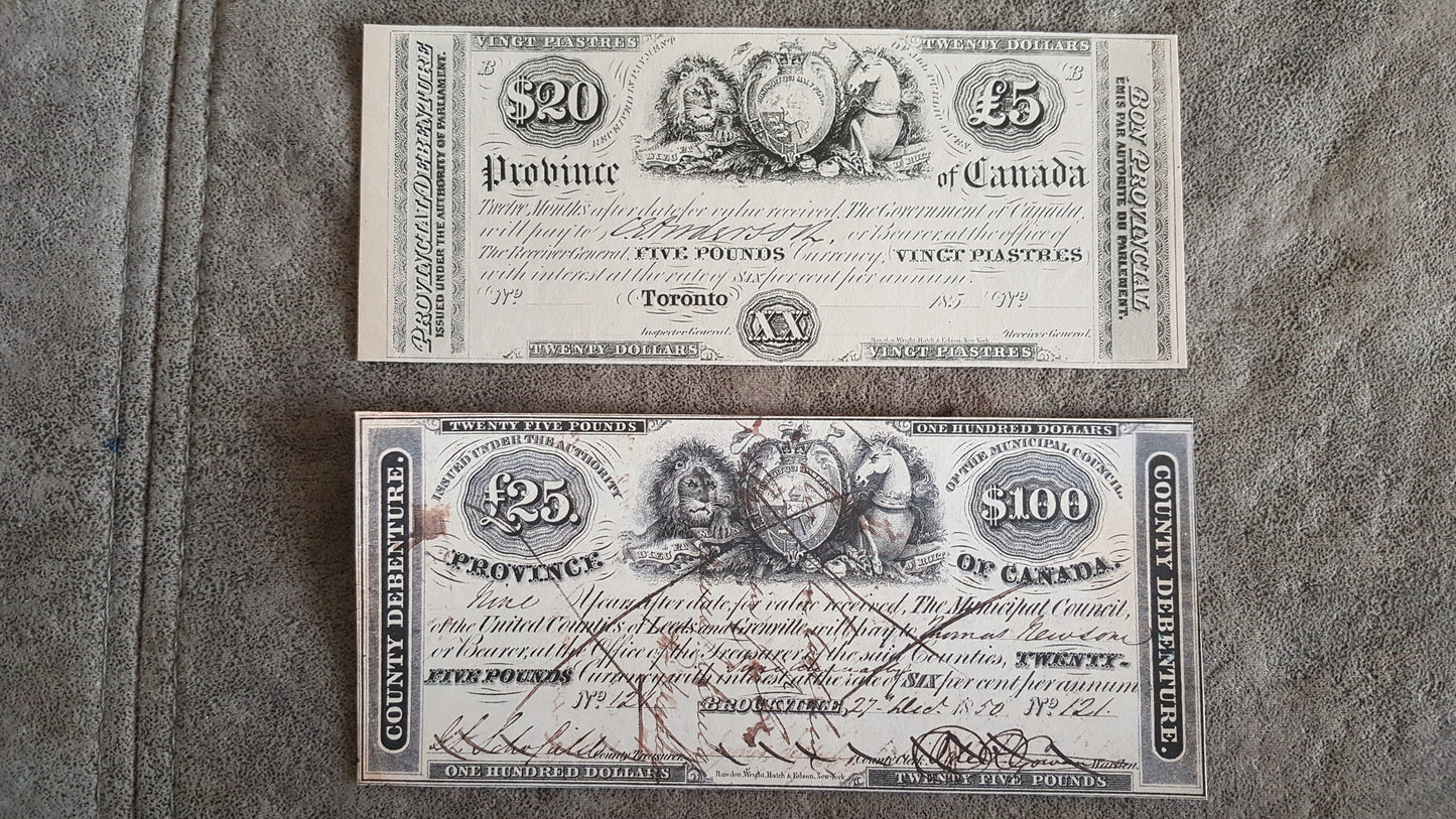 Reprint on paper with W/M Province of Canada 1850 y. FREE SHIPPING !