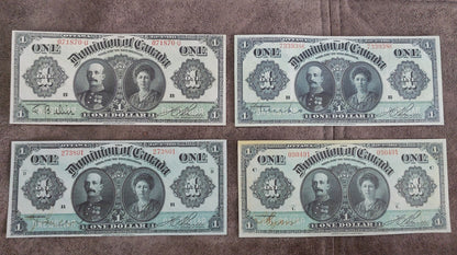 Réimpression sur papier avec filigrane (SET-B) Canada 1900-1917 Dollar DIFFÉRENTS TYPES