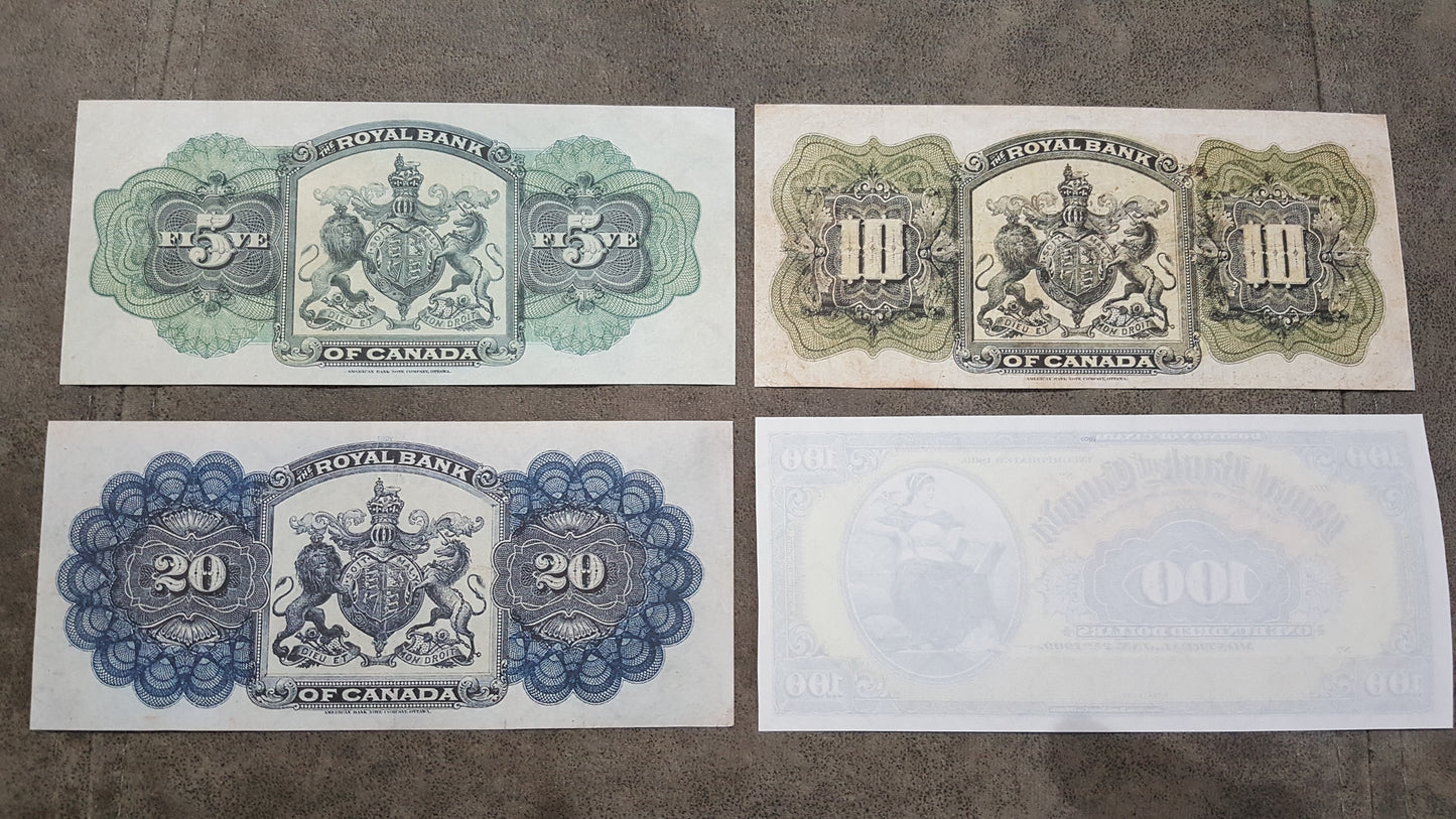 Reprint on paper  with W/M The Royal Bank of Canada 1909-1927 y. Dollar FREE SHIPPING.