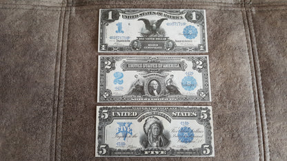 Réimpression sur papier avec filigrane, Billets d'argent des États-Unis 1896-1899 LIVRAISON GRATUITE !!!