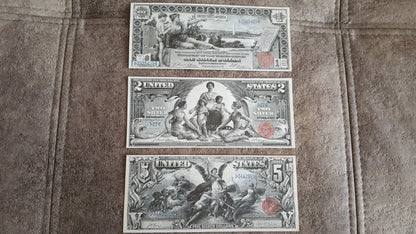Réimpression sur papier avec filigrane, Billets d'argent des États-Unis 1896-1899 LIVRAISON GRATUITE !!!