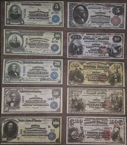 Réimpression sur papier avec filigrane, États-Unis 1882-1909 Banque Nationale LIVRAISON GRATUITE !