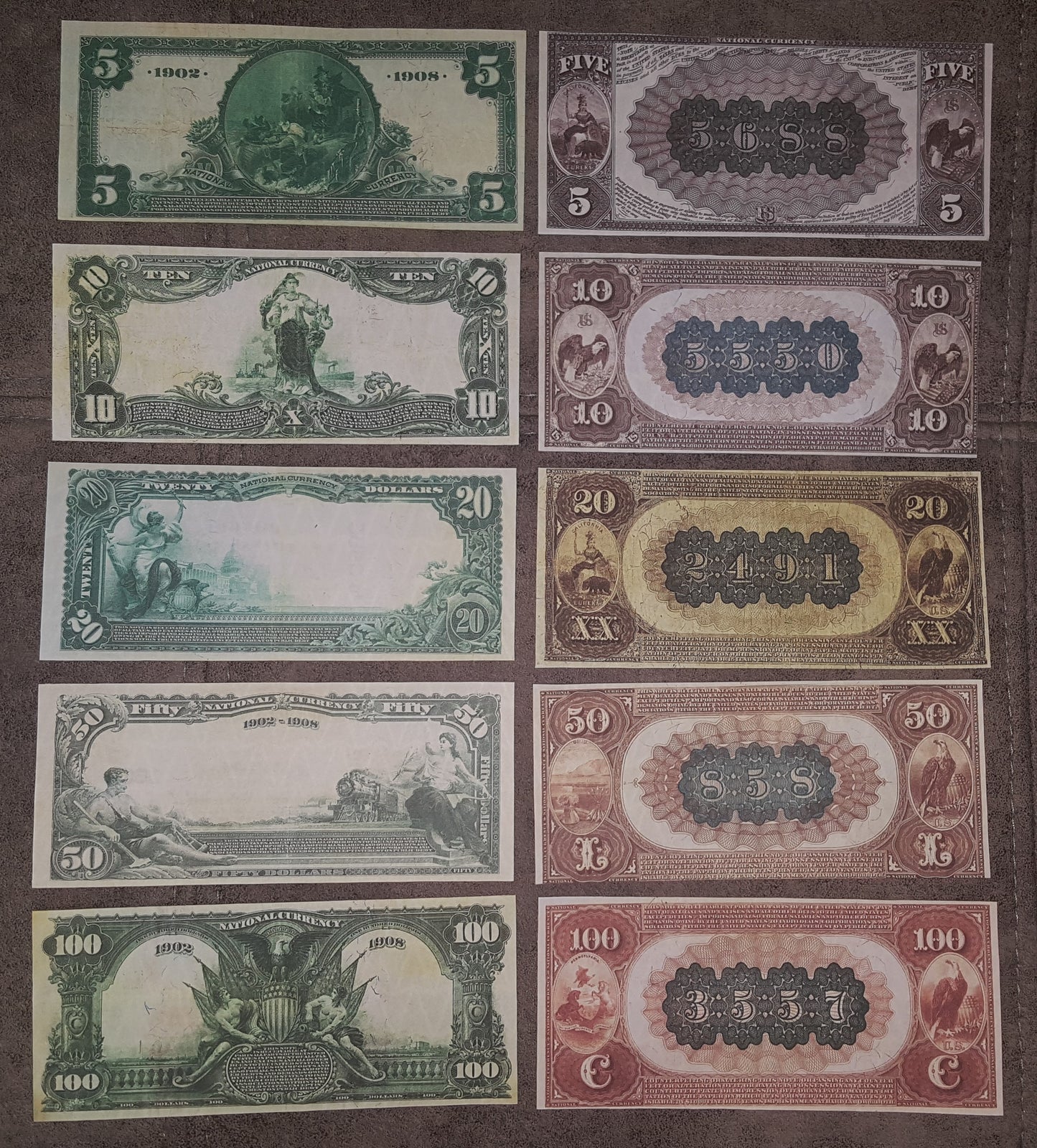 Reprint on paper with W/M United States 1882-1909 National Bank  FREE SHIPPING !