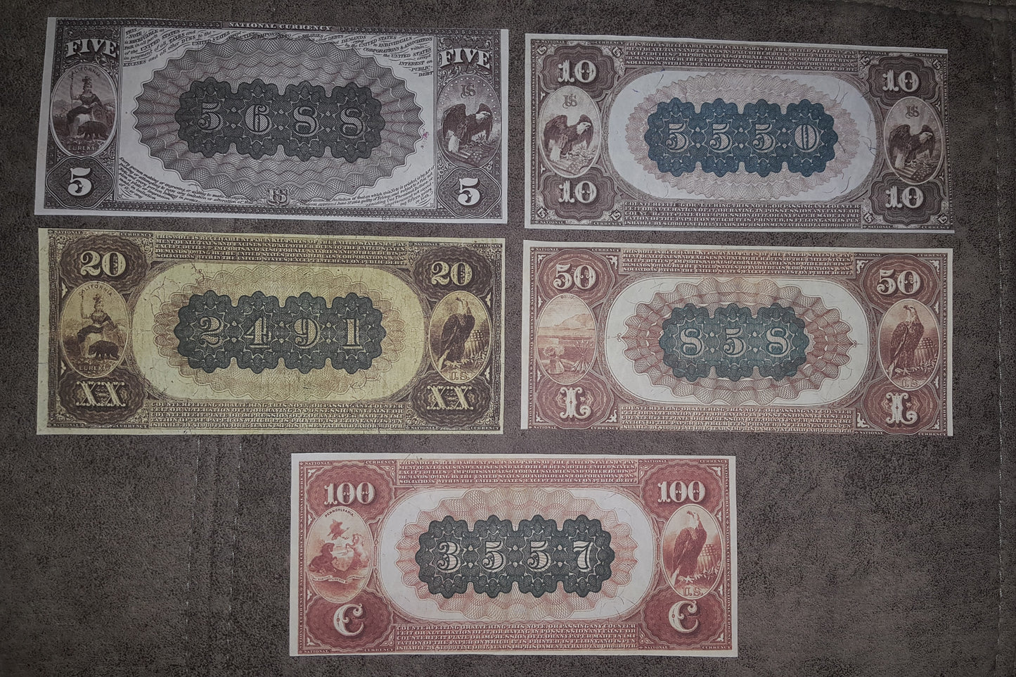 Reprint on paper with W/M United States 1882-1909 National Bank  FREE SHIPPING !