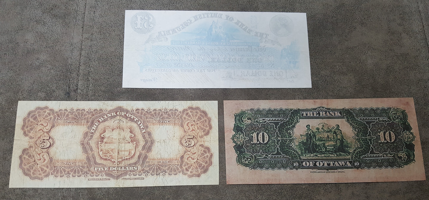 Reprint on paper with W/M Canada Bank of Ottawa + Britsh Columbia 1863-1913 y.