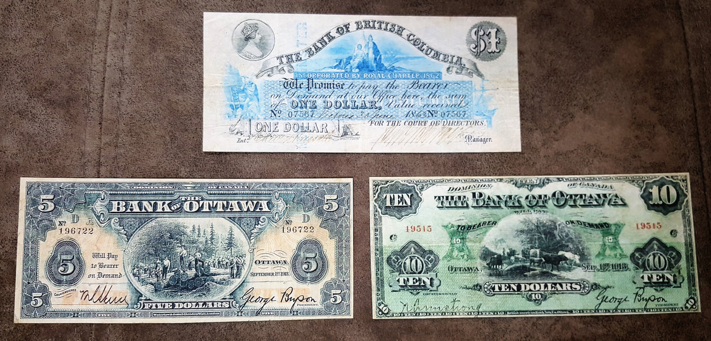 Reprint on paper with W/M Canada Bank of Ottawa + Britsh Columbia 1863-1913 y.