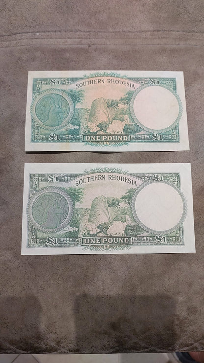 Réimpression sur papier avec filigrane Banque de Rhodésie du Sud 1938-1958. Colonie britannique.