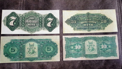 Réimpression sur papier avec filigrane Canada Molsons Bank 1871 - 1922. LIVRAISON GRATUITE !!!