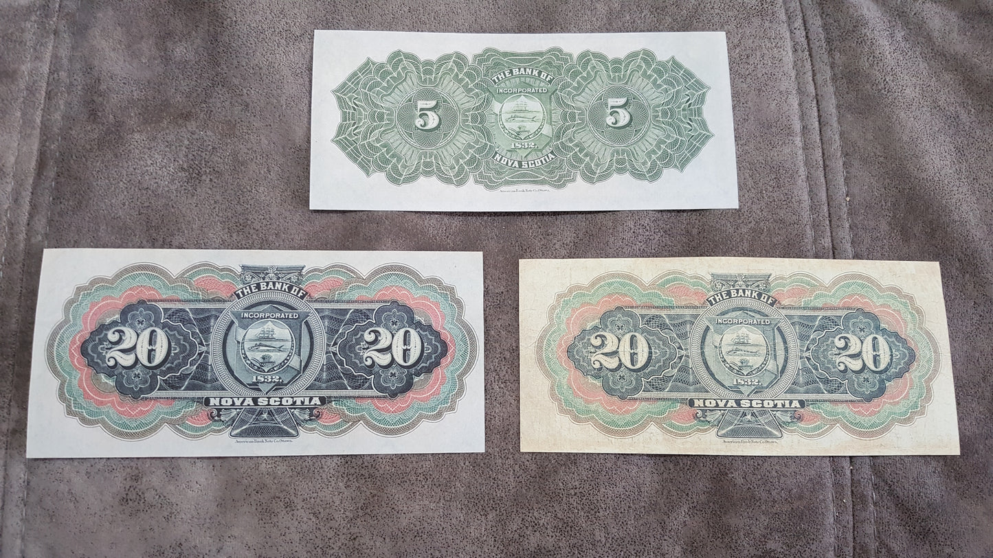 Reprint on paper with W/M Canada Bank of Nova Scotia 1852 - 1920 FREE SHIPPING !