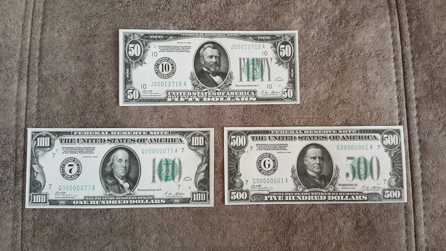 Reprint on paper with W/M United States banknotes 1928 y. FREE SHIPPING!