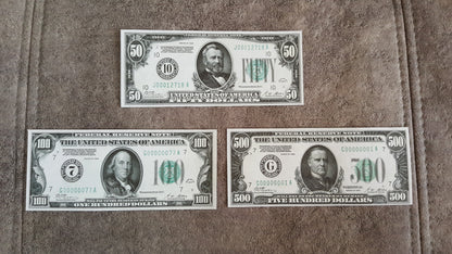 Réimpression sur papier avec filigrane, billets de banque des États-Unis de 1928. LIVRAISON GRATUITE !