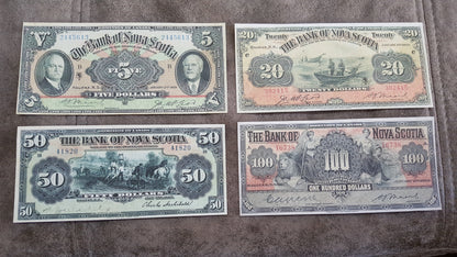 Réimpression sur papier avec filigrane Canada Banque de Nouvelle-Écosse 1920-1935. LIVRAISON GRATUITE