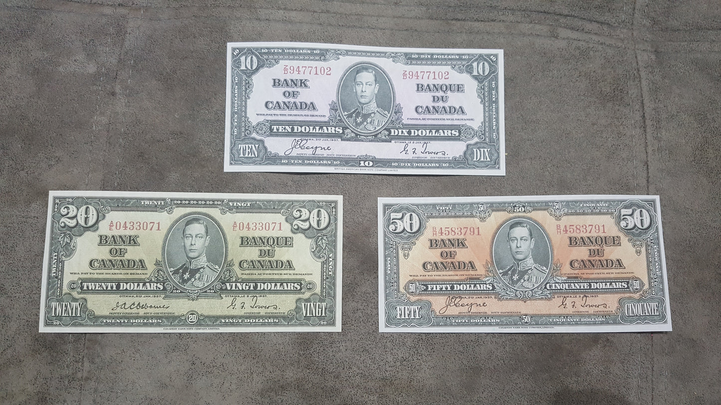 Reprint on paper  with W/M Canada (SET-A) 1937 - FREE SHIPPING