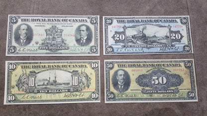 Réimpression sur papier avec filigrane La Banque Royale du Canada 1909-1927, dollar. LIVRAISON GRATUITE.