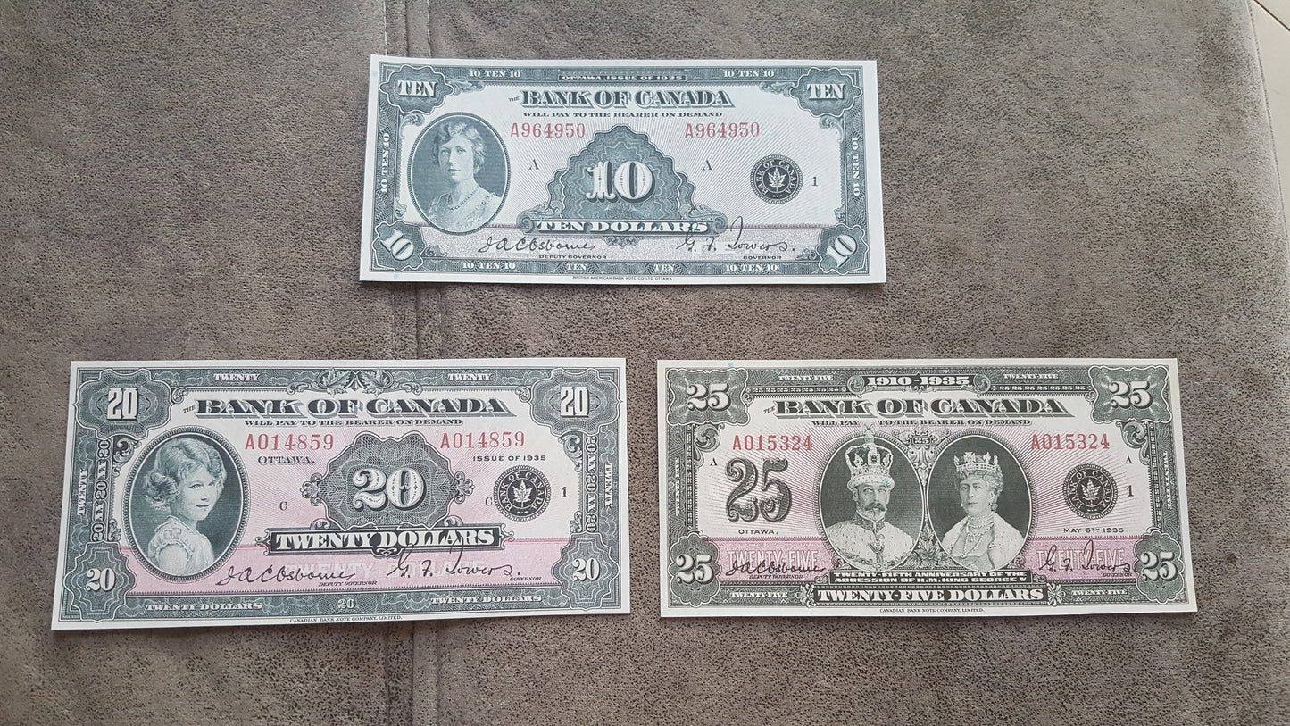 Reprint on paper with W/M (SET-A) Canada 1935 printed in English - FREE SHIPPING