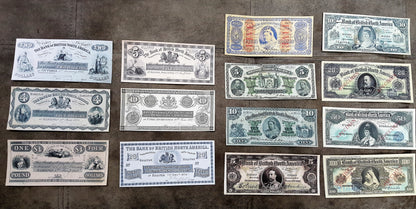 Réimpression sur papier avec filigrane Canada Banque de l'Amérique Britannique du Nord 1848 - 1911 a.