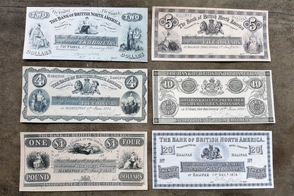 Réimpression sur papier avec filigrane Canada Banque de l'Amérique Britannique du Nord 1848 - 1911 a.