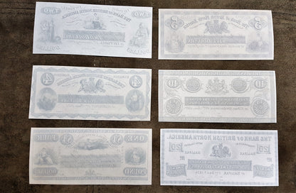 Réimpression sur papier avec filigrane Canada Banque de l'Amérique Britannique du Nord 1848 - 1911 a.