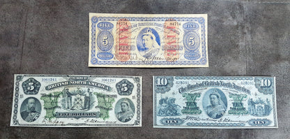 Réimpression sur papier avec filigrane Canada Banque de l'Amérique Britannique du Nord 1848 - 1911 a.