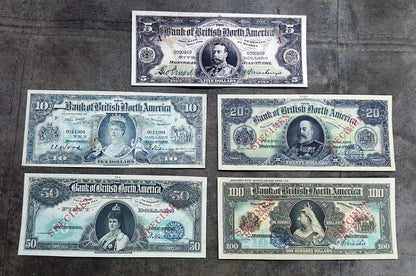 Réimpression sur papier avec filigrane Canada Banque de l'Amérique Britannique du Nord 1848 - 1911 a.