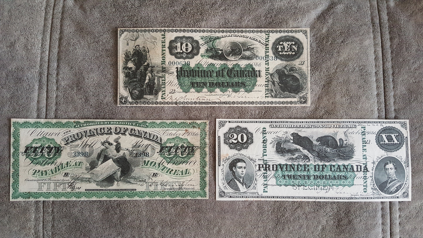 Reprint on paper with W/M Province Bank of Canada 1866 y. FREE SHIPPING !