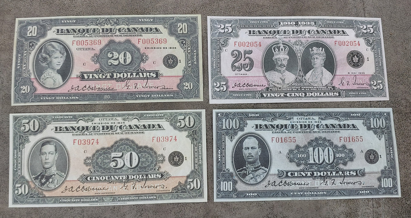 Reprint on paper  with W/M Canada (SET-B) 1935 printed in French - FREE SHIPPING