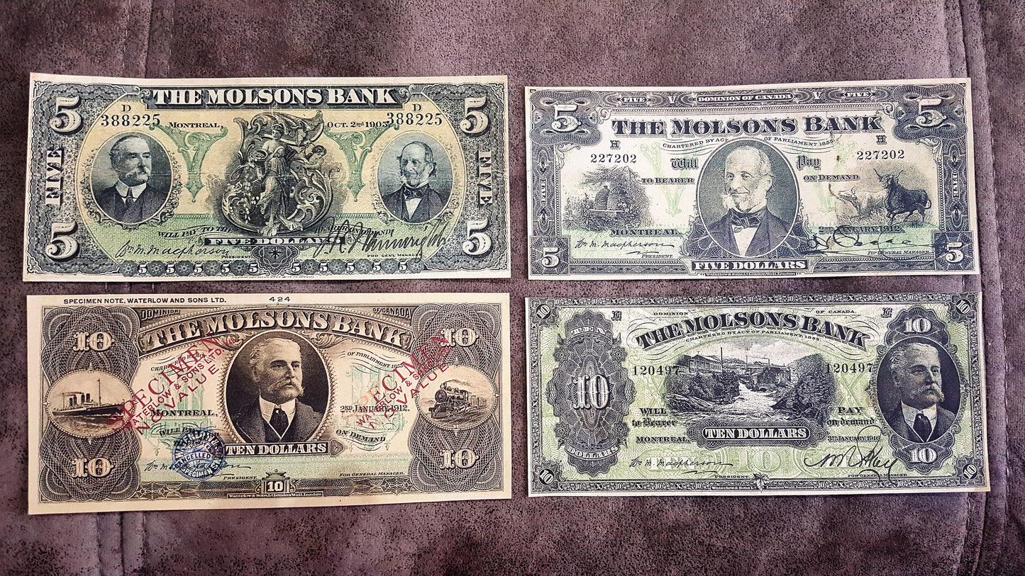 Reprint on paper with W/M Canada Molsons Bank 1871 - 1922 y. FREE SHIPPING !!!