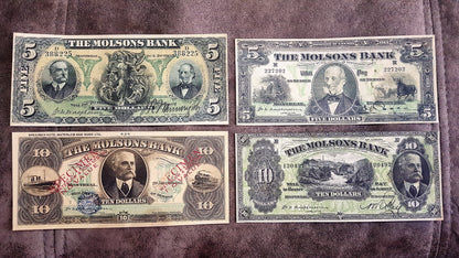 Réimpression sur papier avec filigrane Canada Molsons Bank 1871 - 1922. LIVRAISON GRATUITE !!!