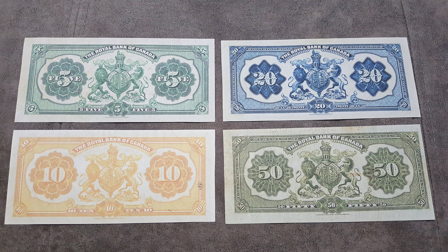 Reprint on paper  with W/M The Royal Bank of Canada 1909-1927 y. Dollar FREE SHIPPING.