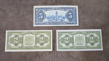 Réimpression sur papier avec filigrane SET-A Banque Dominion du Canada 1923-1924. Livraison gratuite