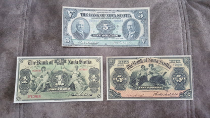 Réimpression sur papier avec filigrane Canada Banque de la Nouvelle-Écosse 1852 - 1920 LIVRAISON GRATUITE !