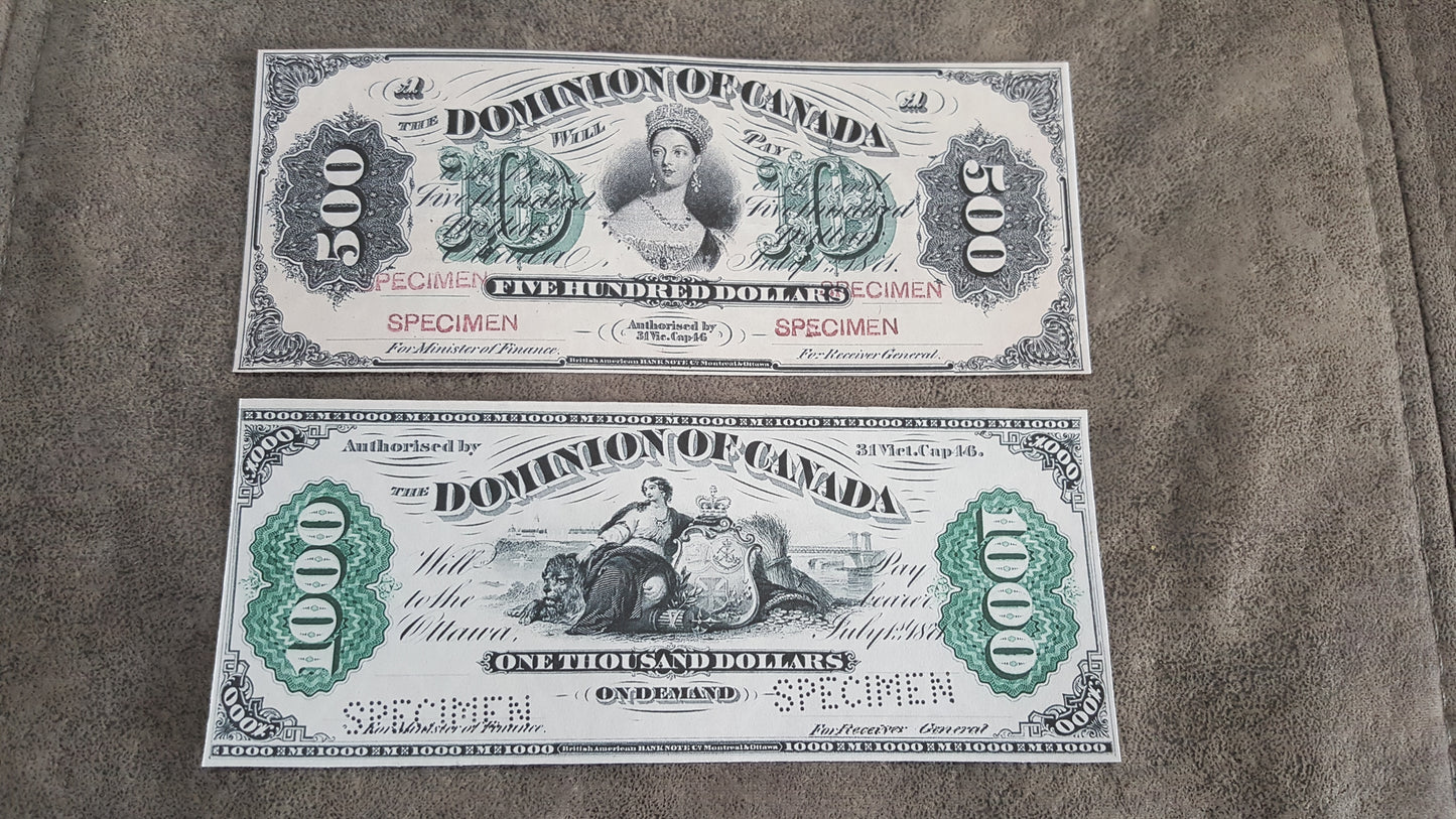 Reprint on paper with W/M Dominion Bank of Canada 1870-1872 y. FREE SHIPPING !