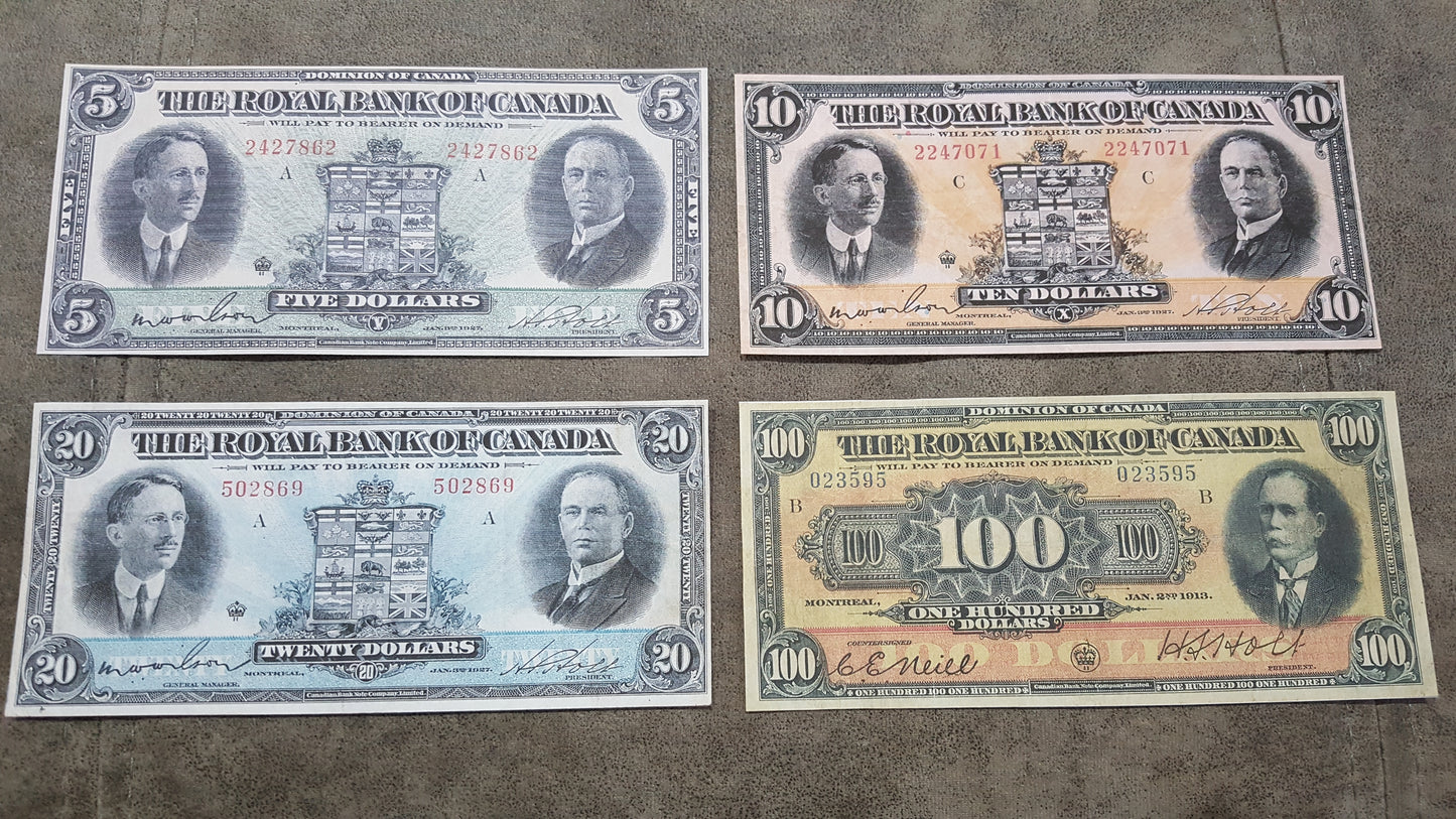 Reprint on paper  with W/M The Royal Bank of Canada 1909-1927 y. Dollar FREE SHIPPING.