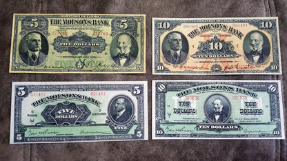 Réimpression sur papier avec filigrane Canada Molsons Bank 1871 - 1922. LIVRAISON GRATUITE !!!