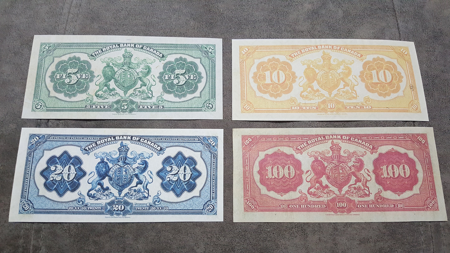 Reprint on paper  with W/M The Royal Bank of Canada 1909-1927 y. Dollar FREE SHIPPING.