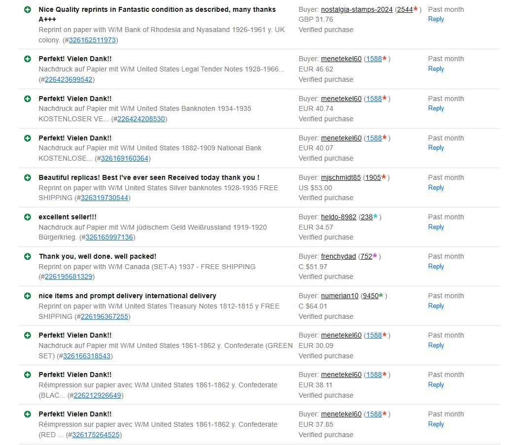 Reprint on paper with W/M United States Obsolete Currency 1837-1868  FREE SHIPP.