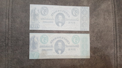 Nachdruck auf Papier mit W/M Vereinigte Staaten 1861-1862 y. Konföderierte (GRÜNER SATZ)